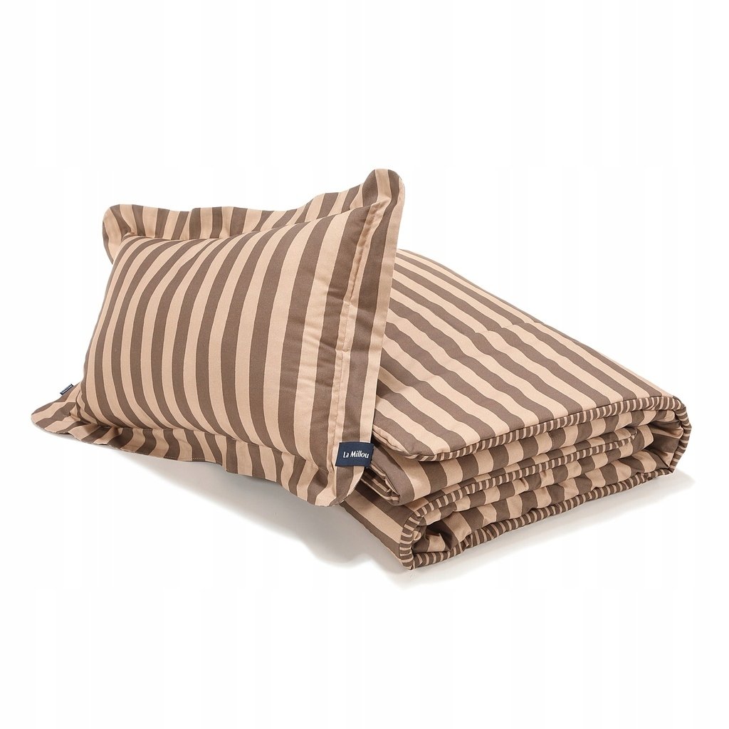 La Millou Komplet Pościeli Bawełnianej XL Stripes Brown z wypełnieniem