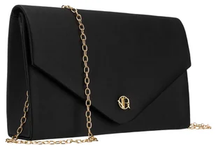 Torebka damska kopertówka czarna ROVICKY mała elegancka wieczorowa brokatowa złoty łańcuszek - Torebki damskie - miniaturka - grafika 1
