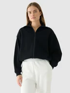 Bluzy sportowe damskie - Damska bluza rozpinana bez kaptura 4F 4FRAW24TSWSF1789 - czarna - miniaturka - grafika 1