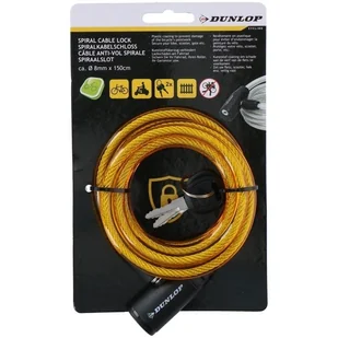 DUNLOP Dunlop - Zapiecie do roweru spiralne na klucz (Żółty) 8711252180939YELLOW - Zabezpieczenia do roweru - miniaturka - grafika 1