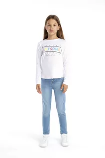 Bluzki dla dziewczynek - Bawełniana bluzka dziewczęca biała z długim rękawem- Awesome - grafika 1
