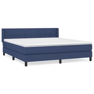 Łóżko kontynentalne z materacem, niebieskie, tkanina, 160x200cm Lumarko - Łóżka - miniaturka - grafika 3