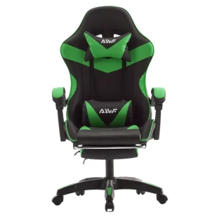 Fotel gamingowy dla gracza z podnóżkiem biurowy czarno-zielony - Fotele gamingowe - miniaturka - grafika 1
