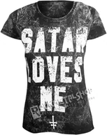 Bluzki damskie - bluzka damska AMENOMEN - SATAN LOVES ME (OMEN057DA BLACK ALLPRINT WHITE)-M - miniaturka - grafika 1