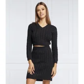 Swetry damskie - GUESS Sweter DORA | Cropped Fit | z dodatkiem wełny - miniaturka - grafika 1