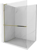 Ścianki i drzwi prysznicowe - Mexen Kioto+ L ścianka prysznicowa z półką Walk-in 90 x 200 cm, transparent, złota - 800-090-123-50-00 - miniaturka - grafika 1