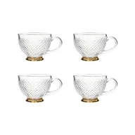 Filiżanki - Zestaw 4X Filiżanka Barrel Szklana W Kropki Złota Nóżka 0,36 L Homla - miniaturka - grafika 1