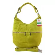 Torebki damskie - Klasyczny worek na ramię ,zamki suwaki XL A4 Shopper bag zamsz naturalny żółta W345GL2 - miniaturka - grafika 1