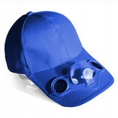 Czapki i chusty sportowe męskie - Czapka z daszkiem z wiatraczkiem solar wentylator niebieska - miniaturka - grafika 1