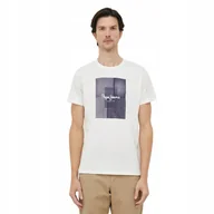 Koszulki męskie - PEPE JEANS KOSZULKA MĘSKA T-SHIRT WELSCH ECRU r.L - miniaturka - grafika 1