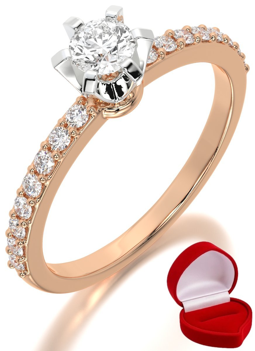 ZŁOTY PIERŚCIONEK ZARĘCZYNOWY 585 14k BRYLANT 0,24 ct RÓŻOWE ZŁOTO R15