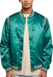 Kurtki męskie - Urban Classics Męska kurtka satynowa College Jacket, kurtka Varsity, błyszczący materiał, dla mężczyzn, w 2 kolorach, rozmiary S - 5XL, zielony, XXL - grafika 1