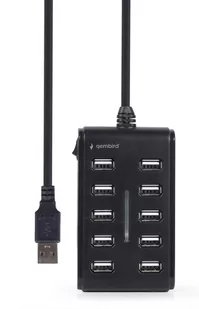 GEMBIRD 10-portowy HUB USB 2.0 czarny - Wtyczki i adaptery - miniaturka - grafika 1