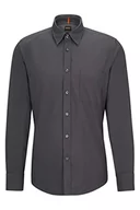 Koszule męskie - BOSS Męska koszula Relegant 6 Regular -Fit z bio-bawełnianej popeliny, ciemnoszary, L - miniaturka - grafika 1