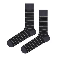 Skarpetki męskie - Skarpety garniturowe czarne w paski EM 63 - EM Men's Accessories - miniaturka - grafika 1