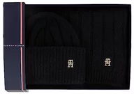 Czapki damskie - Tommy Hilfiger Damska czapka GP TH Timeless Beanie + szalik, prezenty, czarny, jeden rozmiar, Czarny, Rozmiar uniwersalny - miniaturka - grafika 1
