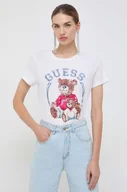 Koszulki sportowe damskie - Guess t-shirt damski kolor biały - miniaturka - grafika 1