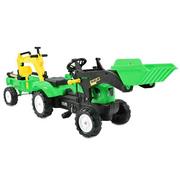 Jeździki dla dzieci - Super-Toys Traktor Na Pedały Z Przyczepą Łyżką I Koparką Tr3009 TR-3009-ZIELONY - miniaturka - grafika 1