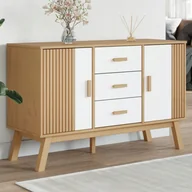 Komody - Komoda Olden Biało-brązowa 114X43X73,5CM Lite Drewno Sosnowe - miniaturka - grafika 1