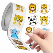 Zabawki kreatywne - Naklejki na rolce 500 szt. zwierzęta ZOO dla dzieci kolorowe motywacyjne - miniaturka - grafika 1