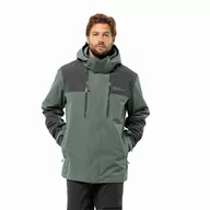 Kurtki męskie - Męska kurtka przeciwdeszczowa Jack Wolfskin JASPER 2L JKT M hedge green - XXL - miniaturka - grafika 1