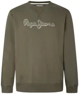 Bluzy męskie - Pepe Jeans Bluza męska Ryan Crew, Zielony (oliwkowy), S - miniaturka - grafika 1