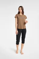 Piżamy damskie - Piżama Boutique 40615-88X Karmelowo-Czarny - miniaturka - grafika 1