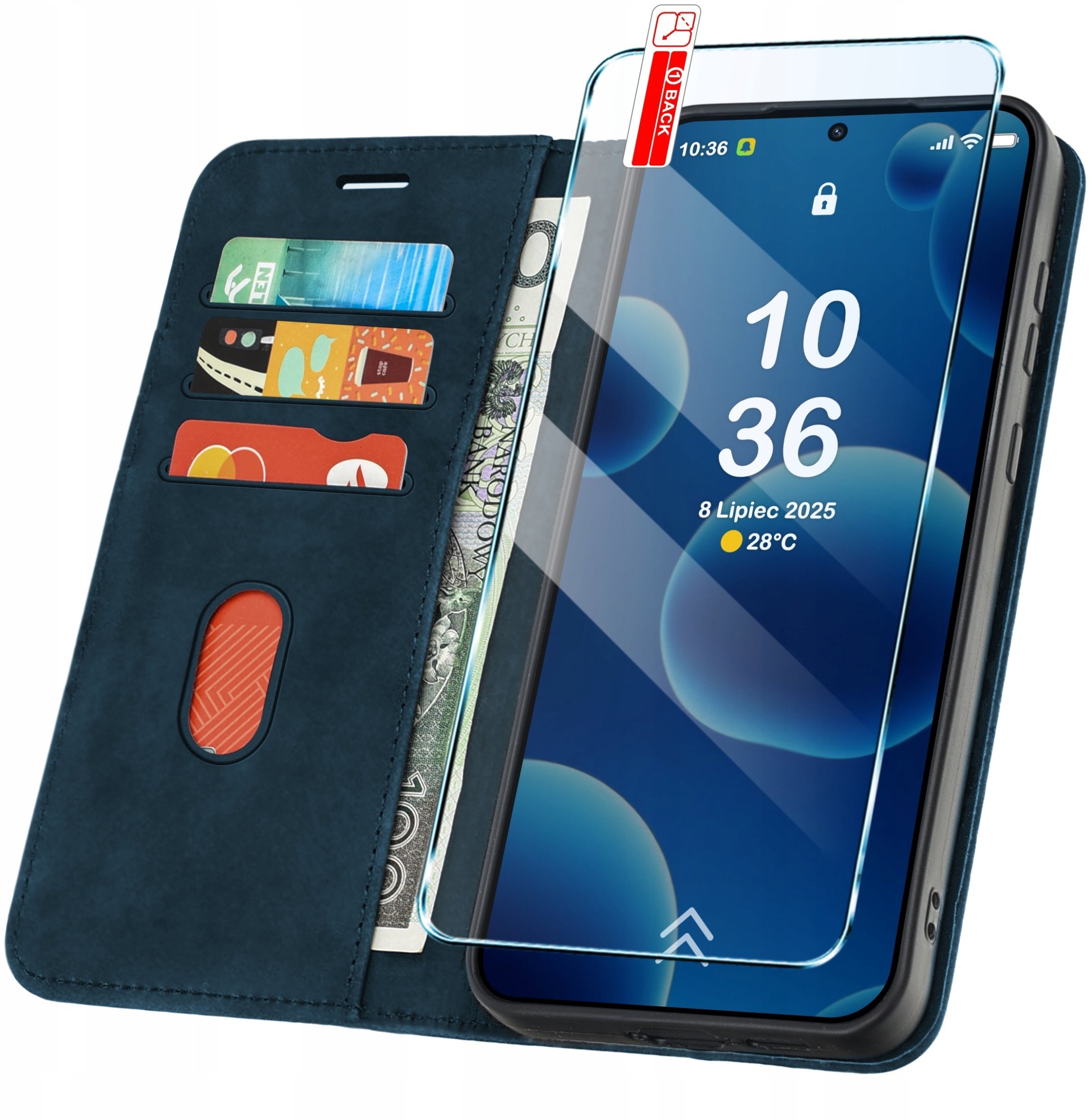 ETUI Z KLAPKĄ do Samsung A52 A52s 5G Zamykane, Magnetyczne Kabura + Szkło