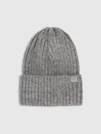 Czapki damskie - 4F Czapka zimowa z dodatkiem wełny damska - szara Uniwersalny - miniaturka - grafika 1
