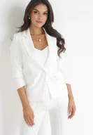 Marynarki i żakiety damskie - Biała Marynarka z Ozdobnymi Rękawami 3/4 Edikame - miniaturka - grafika 1