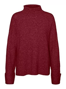 VERO MODA Damski sweter z dzianiny, stójka, Cabernet/Szczegóły: melanż, XS - Swetry damskie - miniaturka - grafika 1
