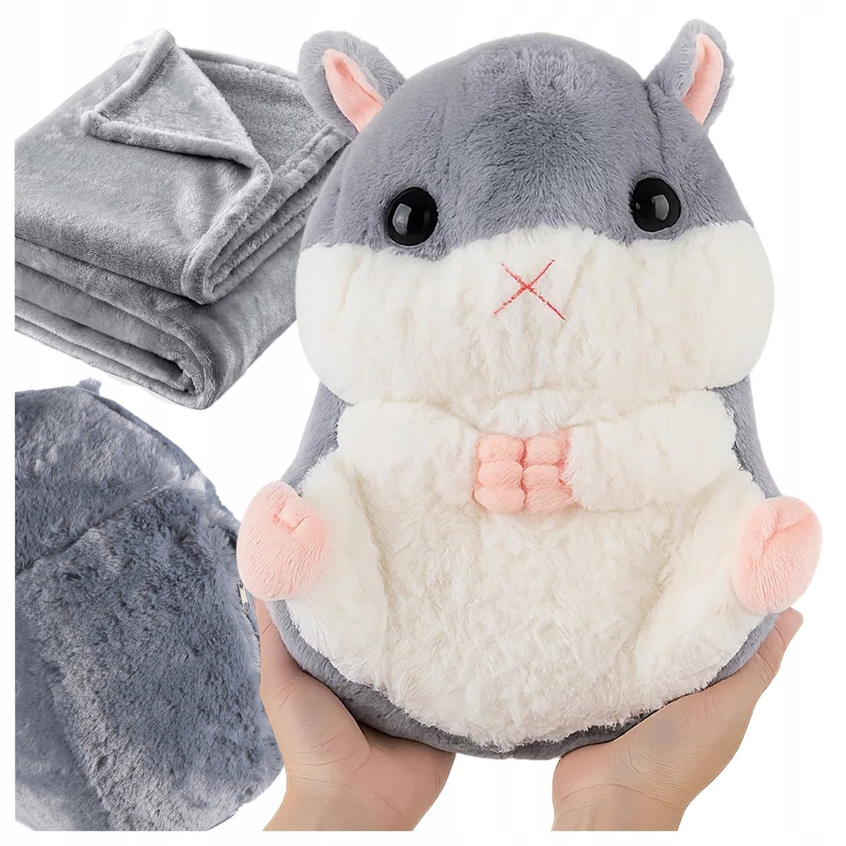 MASKOTKA PRZYTULANKA PLUSZAK 3W1 + KOC 160x110 CM MIĘKKI MIŚ PODUSZKA 50CM