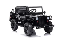 Pojazdy elektryczne dla dzieci - Auto Jeep Wojskowy 4 Silniki 12V Ekoskóra Piankowe Koła Pilot Czarny - miniaturka - grafika 1