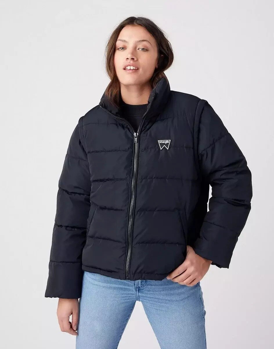 Wrangler Short Puffer Damska Kurtka Przejściowa Black W4R9Yj100-L