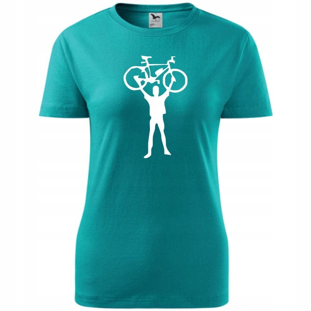 Damska Koszulka z Nadrukiem Rowerowa Rower Prezent dla Rowerzystki T-shirt szmaragdowy XXL