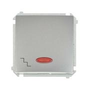 Wyłączniki światła i elektryczne - Simon Włącznik schodowy z podświetleniem BASIC inox, metalizowany - miniaturka - grafika 1