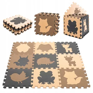 Mata Edukacyjna Piankowe Puzzle 85x85 cm 9 elementów Brązowe - Puzzle - miniaturka - grafika 1