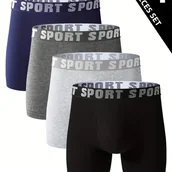 Inne - TEMU 4-pak męskich bokserków sportowych, wysokie rozciągliwości poliestru i spandexu, jednokolorowe, wygodne i oddychające bielizny do codziennego i - miniaturka - grafika 1