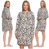 Bielizna nocna - Koszula Nocna Damska Piżama Wiskozowa z Długim Rękawem Rozpinana M MORAJ - miniaturka - grafika 1