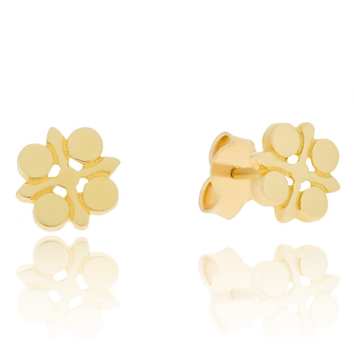 Złote kolczyki kwiatki przy uchu na sztyfcie pr.333