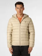 Kurtki męskie - Fred Perry Męska kurtka pikowana Mężczyźni Sztuczne włókno beżowy wypukły wzór tkaniny, M - miniaturka - grafika 1