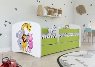 Elior Łóżko dla dziecka z materacem Happy 2X mix 80x160 - zielone - Łóżka dla dzieci i młodzieży - miniaturka - grafika 1