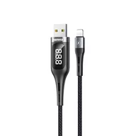 Kable USB - Remax kabel przewód USB - Lightning do ładowania z ekranem wyświetlaczem miernikiem prądu 2,1 A 1,2 m + wbudowany timer czasu ładowania czarny (RC-096i black) - Lightning (męski) USB Typ A (męski) RC-096i black - miniaturka - grafika 1