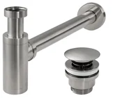 Syfony - Rea Syfon umywalkowy Rea z korkiem klik-klak Rea NIKIEL SZCZOTKOWANY - miniaturka - grafika 1