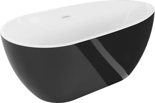 Mexen Eos wanna wolnostojąca 170 x 75 cm, biała/czarna, przelew biały - 52471707575-20 - Wanny - miniaturka - grafika 1
