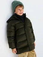 Kurtki i płaszcze dla chłopców - Reserved - Puchowy płaszcz z kapturem - zielony - miniaturka - grafika 1