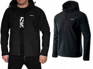 Softshell Męski Hi-tec czarny z kapturem przeciwdeszczowa kurtka gładka XXL - Kurtki męskie - miniaturka - grafika 1