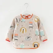 Śliniaki i fartuszki - Elegancki Śliniaczek Do Jedzenia Z Rękawami Zwierzaki Premium - miniaturka - grafika 1