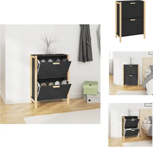 vidaXL Szafka na buty czarna 57,5x33x80 cm materiał drewnopochodny - Półki i szafki na buty - Szafki na buty - miniaturka - grafika 1