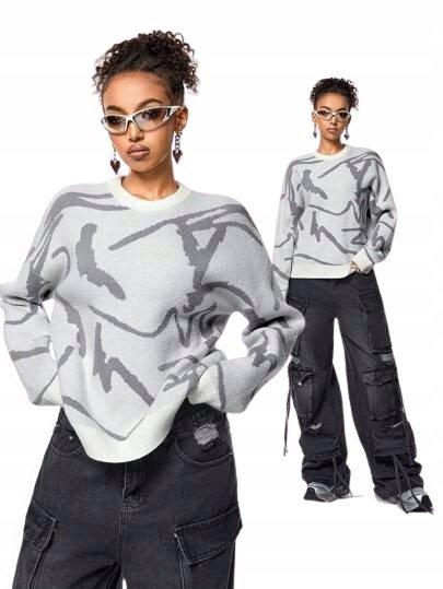 SHEIN DAMSKI SWETER DZIANINOWY Z DŁUGIM RĘKAWEM 38 1ŁYB